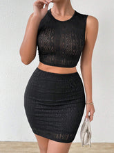 Women's Hollow Out Crop Top And High Waist Skirt Set